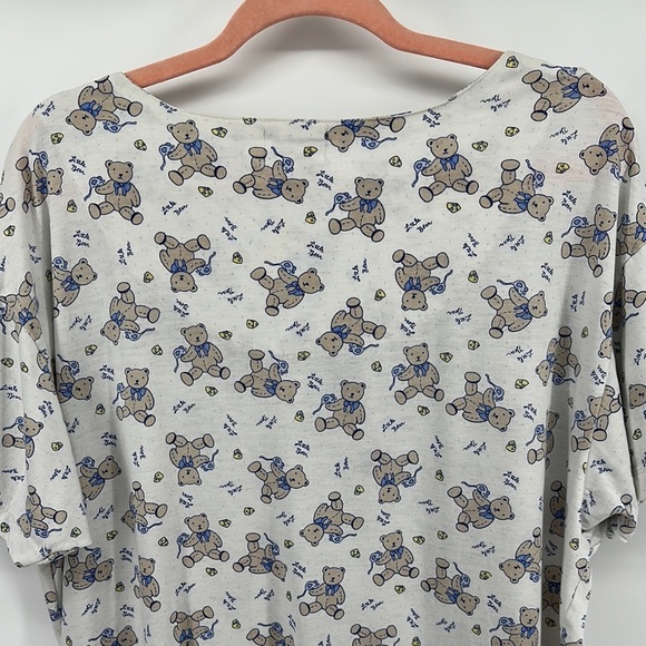 Laura Tyler VTGCozy Loungewear Bears Cottagecore Classic Gray/Blue NightGown SzL - Picture 9 of 12